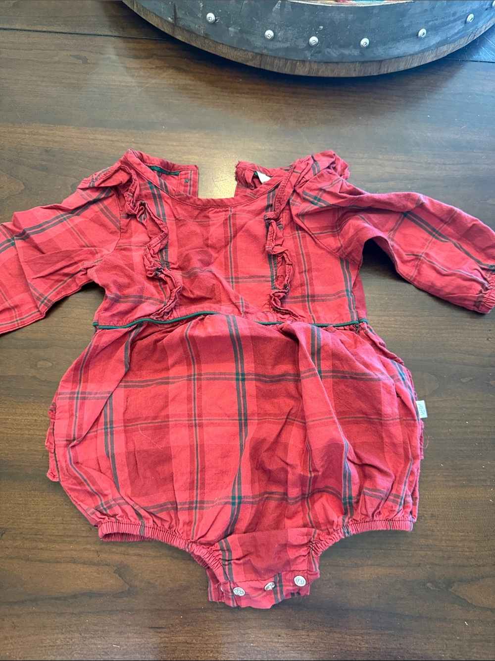 Ruffle Butts Red Plaid Ruffle-Trim Romper
